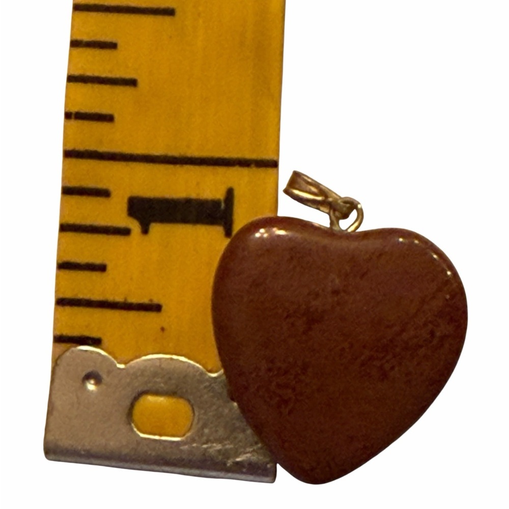 Natural Brown Stone Heart Pendant vintage boho love Unique pretty brown